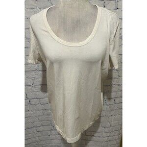 Chicos True Color Tees Woman’s Cream Short Sleeve Round Neck T Shirt 2/L/12